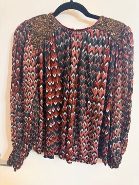 BL^NK London Sequin Shoulder Boho Blouse (Size Medium)